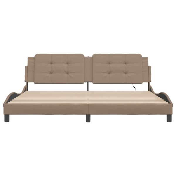 Bettgestell mit LED Cappuccino-Braun 200x200 cm Kunstleder
