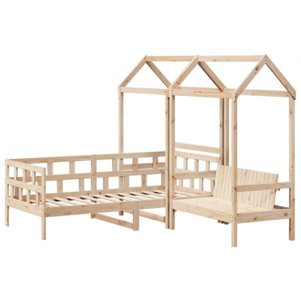Tagesbett Set mit Dach 90x190 cm Massivholz Kiefer