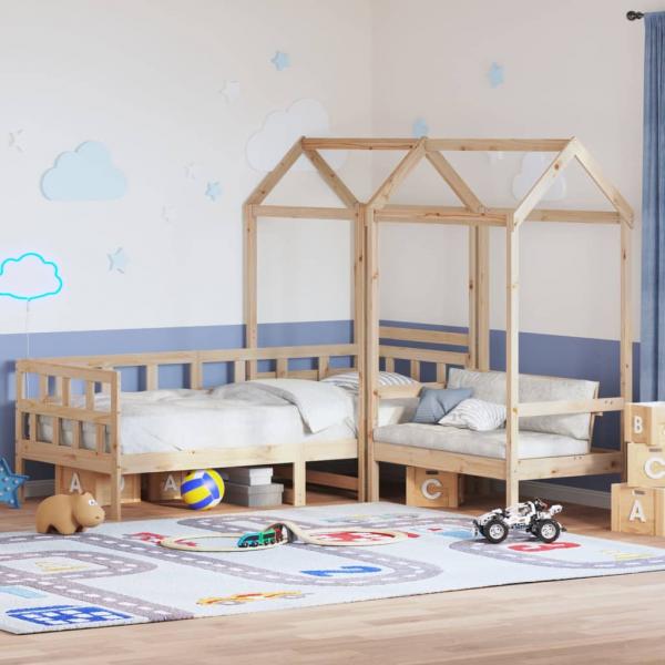 Tagesbett Set mit Dach 90x190 cm Massivholz Kiefer