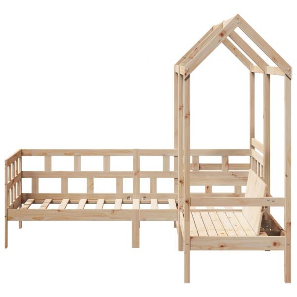 Tagesbett Set mit Dach 90x190 cm Massivholz Kiefer