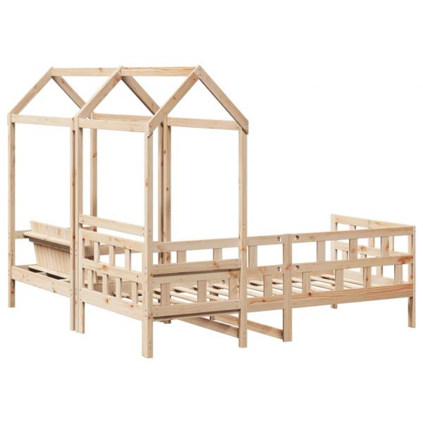 Tagesbett Set mit Dach 90x190 cm Massivholz Kiefer