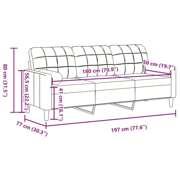 3-Sitzer-Sofa mit Zierkissen Blau 180 cm Samt
