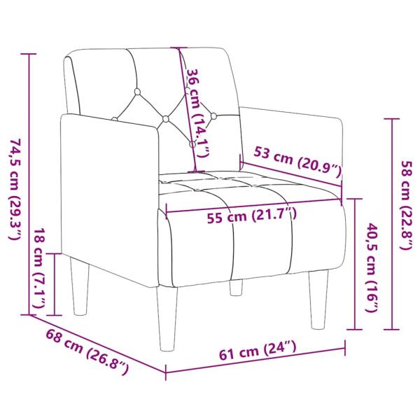 Sessel mit Armlehnen Braun 55 cm Samt