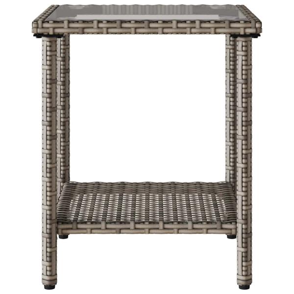 Gartensofa in L-Form mit Tisch und Kissen Grau Poly Rattan