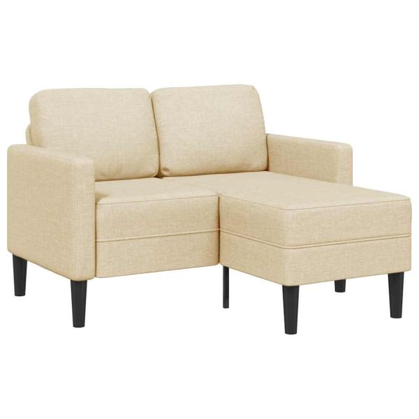 ARDEBO.de - 2-Sitzer-Sofa mit Chaiselongue L-Form Creme 125 cm Stoff
