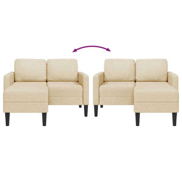 2-Sitzer-Sofa mit Chaiselongue L-Form Creme 125 cm Stoff