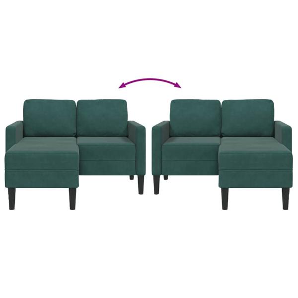 2-Sitzer-Sofa mit Chaiselongue L-Form Dunkelgrün 125 cm Samt