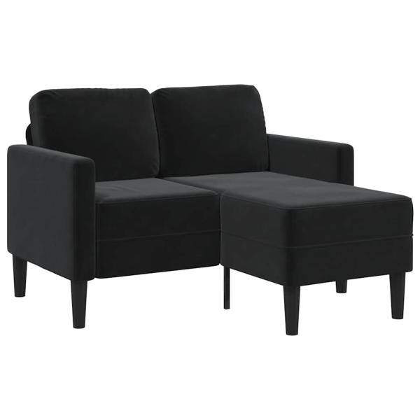 ARDEBO.de - 2-Sitzer-Sofa mit Chaiselongue L-Form Schwarz 125 cm Samt