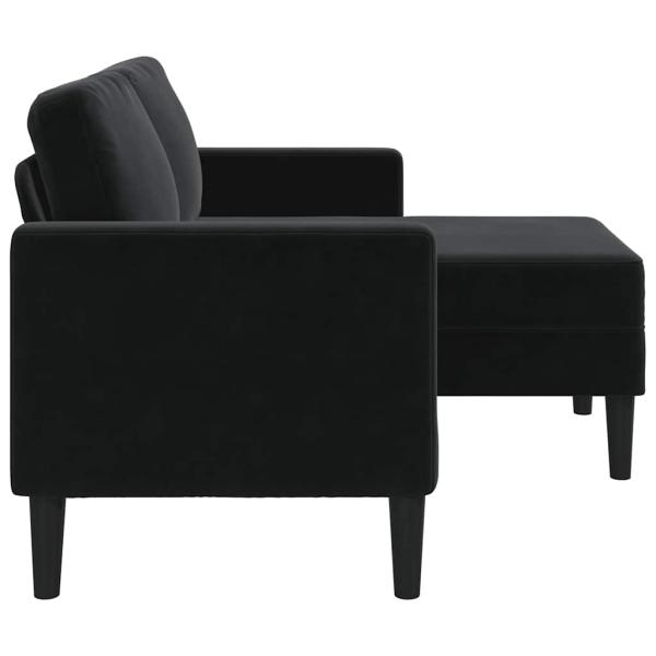 2-Sitzer-Sofa mit Chaiselongue L-Form Schwarz 125 cm Samt