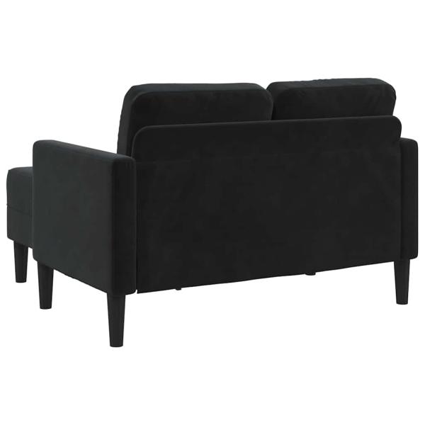 2-Sitzer-Sofa mit Chaiselongue L-Form Schwarz 125 cm Samt