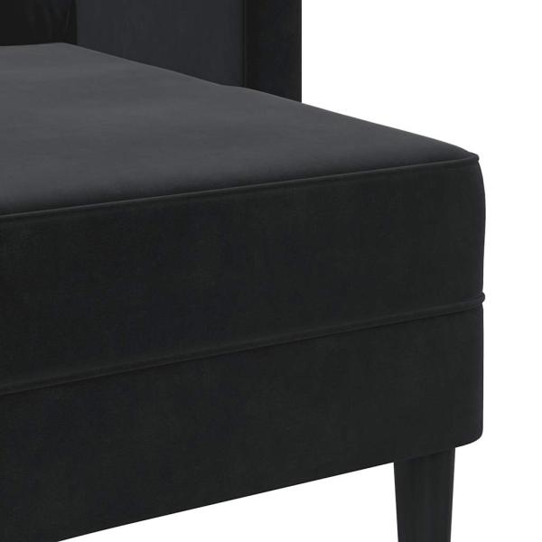 2-Sitzer-Sofa mit Chaiselongue L-Form Schwarz 125 cm Samt
