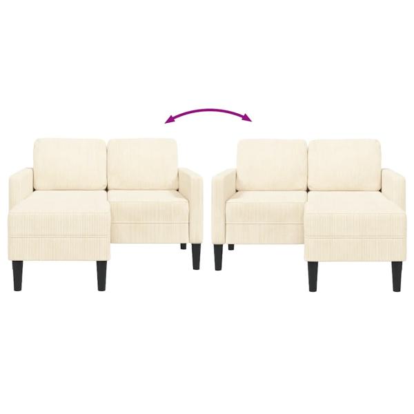ARDEBO.de - 2-Sitzer-Sofa mit Chaiselongue L-Form Creme 125 cm Leinen