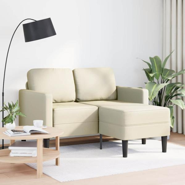 ARDEBO.de - 2-Sitzer-Sofa mit Chaiselongue L-Form Creme 125 cm Kunstleder