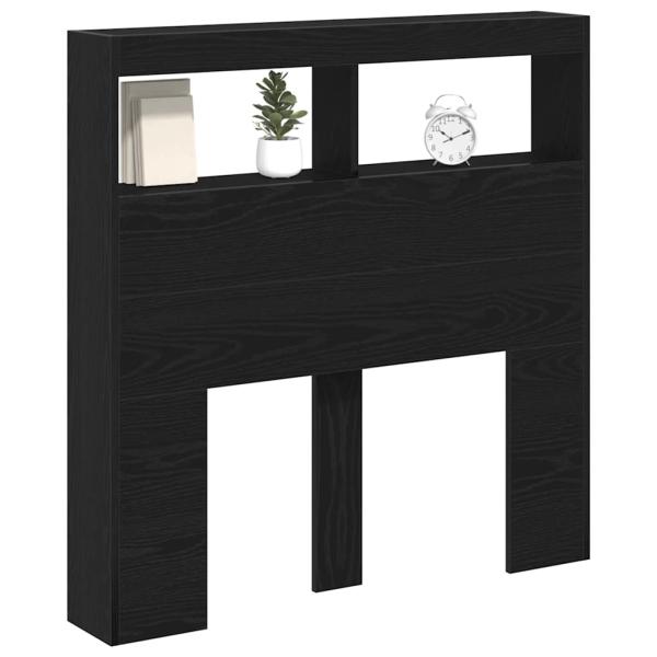 LED-Kopfteil mit Ablagen Schwarz Eichen-Optik 100x17x102 cm