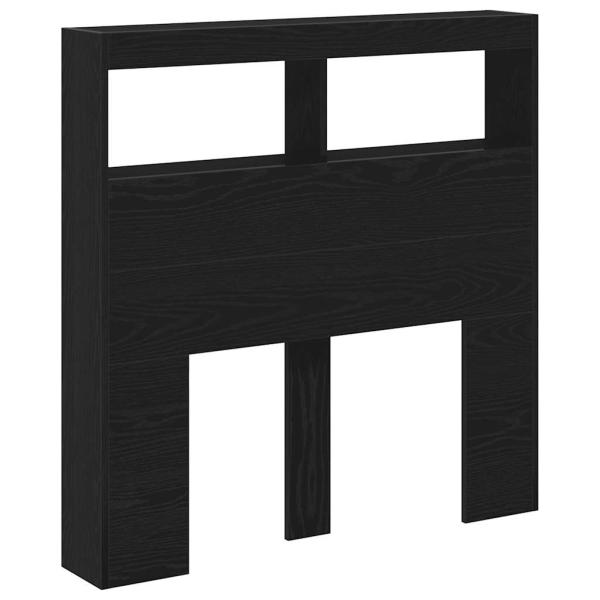 LED-Kopfteil mit Ablagen Schwarz Eichen-Optik 100x17x102 cm
