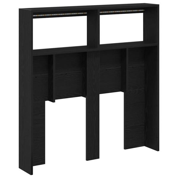 LED-Kopfteil mit Ablagen Schwarz Eichen-Optik 100x17x102 cm