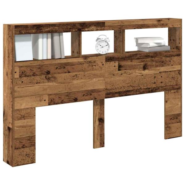LED-Kopfteil mit Ablagen Altholz-Optik 160x17x102 cm