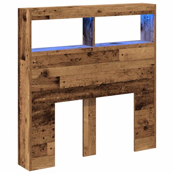 LED-Kopfteil mit Ablagen Altholz-Optik 100x17x102 cm