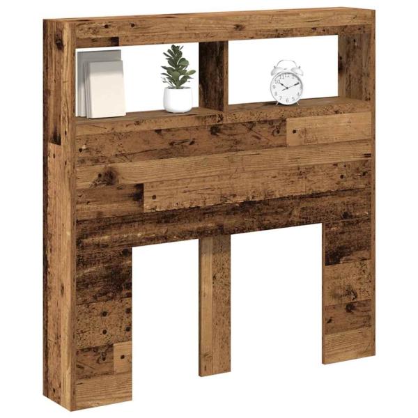 LED-Kopfteil mit Ablagen Altholz-Optik 100x17x102 cm