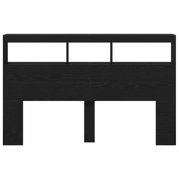 LED-Kopfteil mit Ablagen Schwarz Eichen-Optik 160x17x102 cm