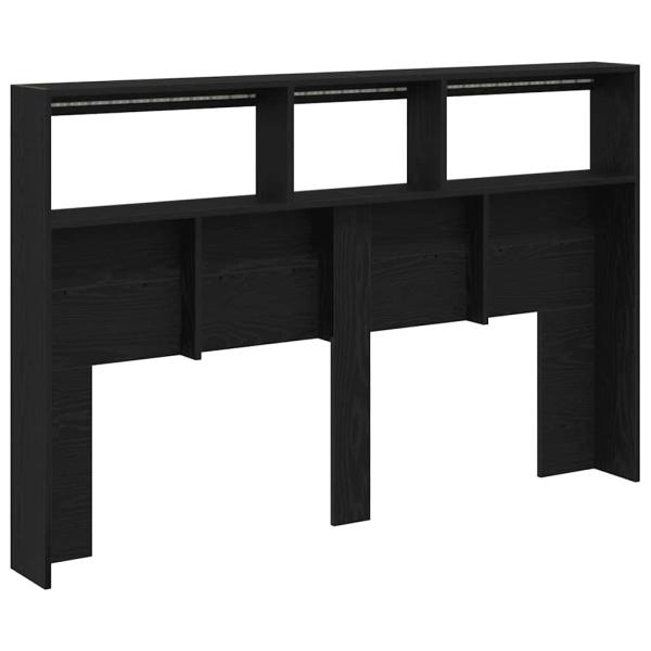 LED-Kopfteil mit Ablagen Schwarz Eichen-Optik 160x17x102 cm