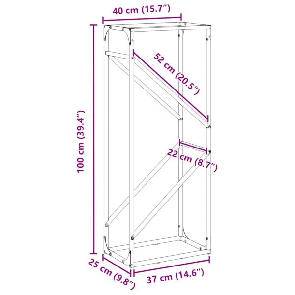 Brennholzregal Olivgrün 40x25x100 cm Kaltgewalzter Stahl