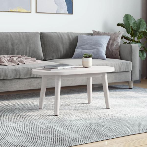 Tischplatte Weiß 80x40x2,5 cm Massivholz Kiefer Oval