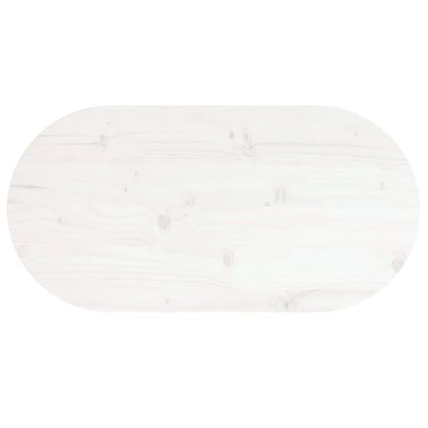 Tischplatte Weiß 80x40x2,5 cm Massivholz Kiefer Oval