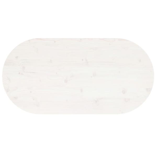 Tischplatte Weiß 110x55x2,5 cm Massivholz Kiefer Oval