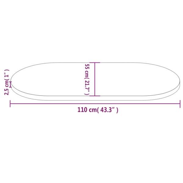 Tischplatte Weiß 110x55x2,5 cm Massivholz Kiefer Oval