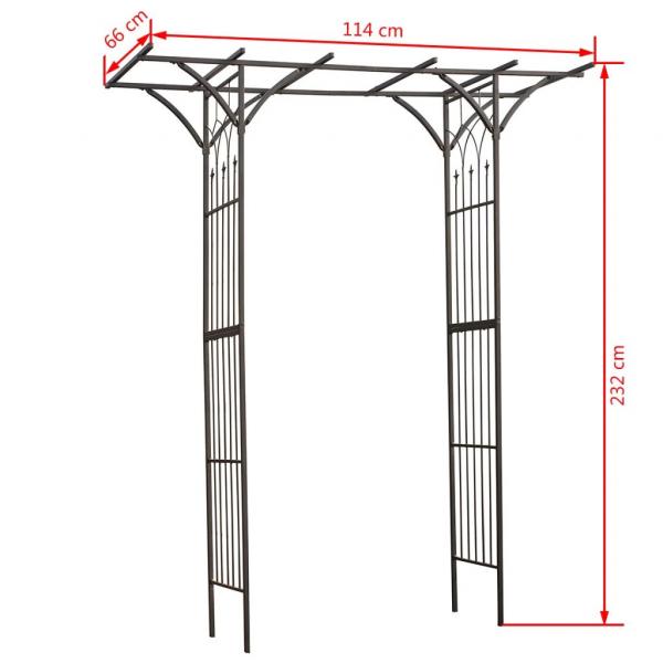 Nature Gartenbogen Metall 114x66x232 cm Schwarz