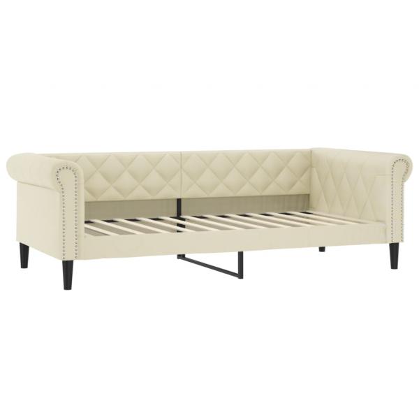 Tagesbett Ausziehbar mit Matratzen Creme 90x200 cm Kunstleder