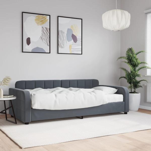 ARDEBO.de - Tagesbett mit Matratze Dunkelgrau 90x190 cm Samt