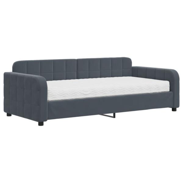 Tagesbett mit Matratze Dunkelgrau 90x190 cm Samt