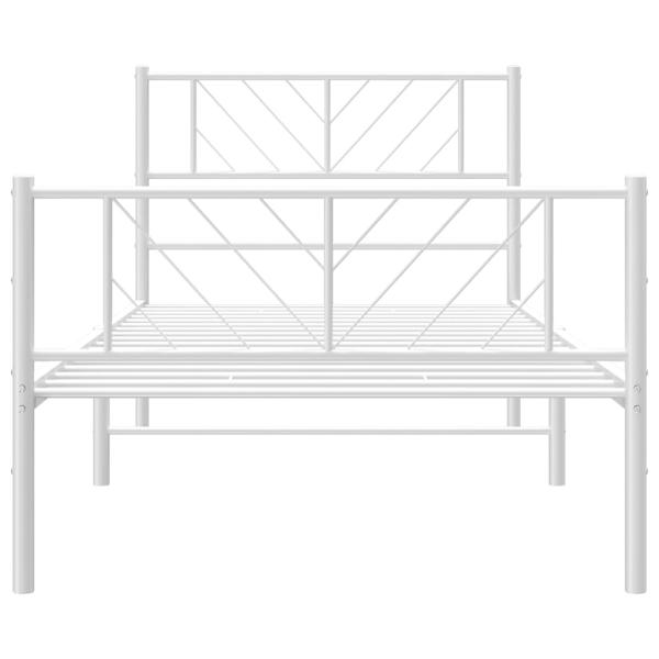 Bettgestell mit Kopf- und Fußteil Metall Weiß 90x200 cm