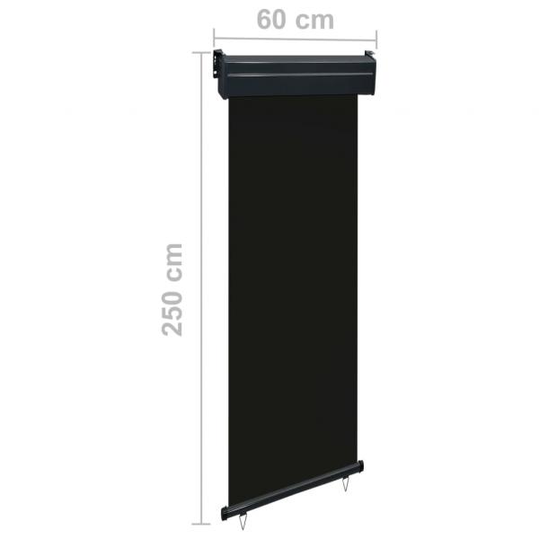 Balkon-Seitenmarkise 65x250 cm Schwarz