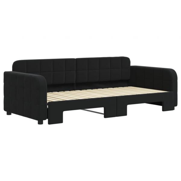 Tagesbett Ausziehbar Schwarz 90x190 cm Samt