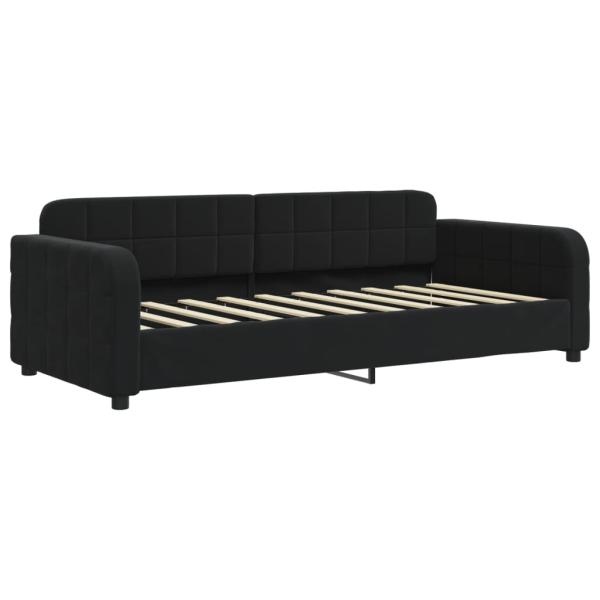 Tagesbett Ausziehbar Schwarz 90x190 cm Samt