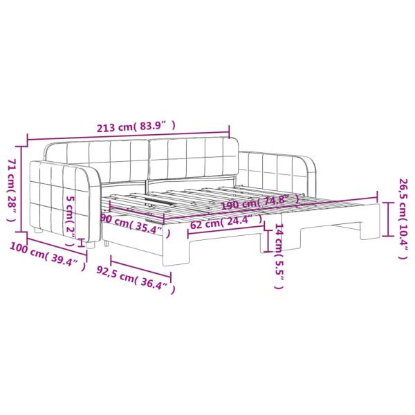 Tagesbett Ausziehbar Schwarz 90x190 cm Samt