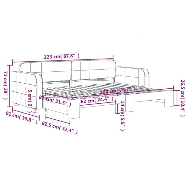 Tagesbett Ausziehbar Gelb 80x200 cm Samt