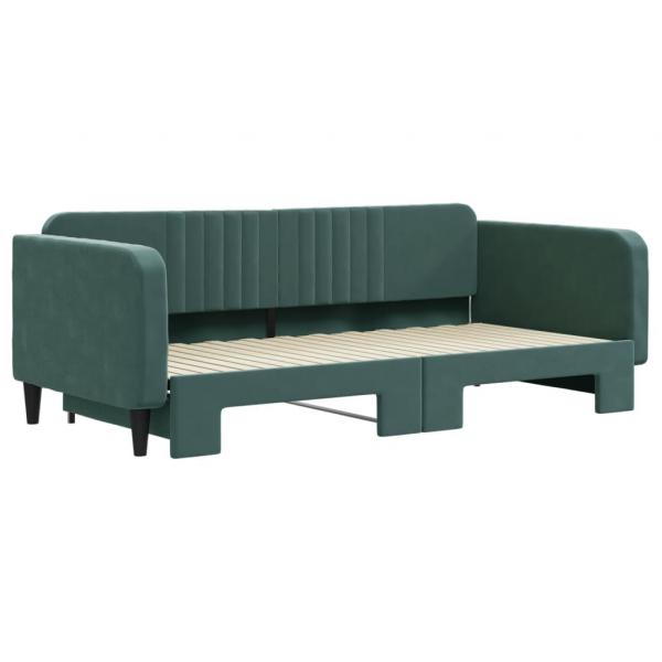 Tagesbett Ausziehbar Dunkelgrün 100x200 cm Samt