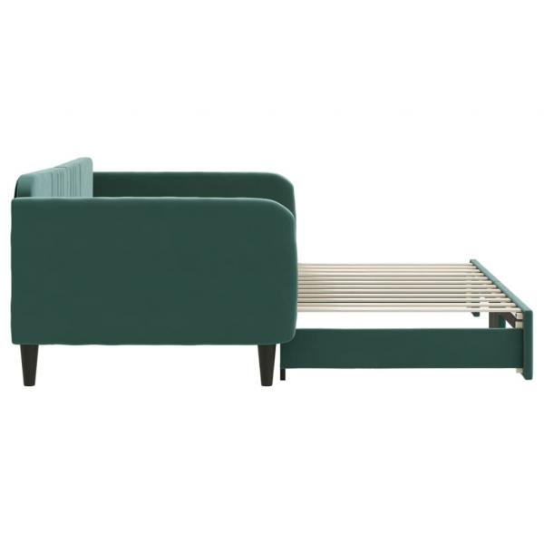 Tagesbett Ausziehbar Dunkelgrün 100x200 cm Samt