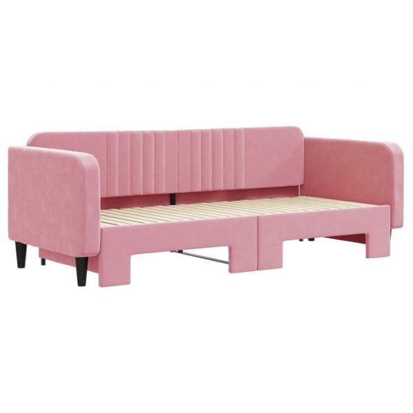 Tagesbett Ausziehbar Rosa 90x200 cm Samt