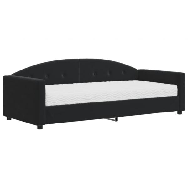 Tagesbett mit Matratze Schwarz 90x190 cm Samt