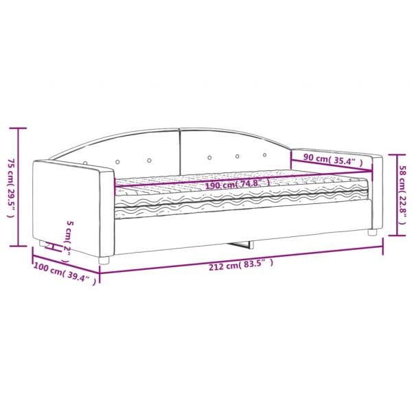 Tagesbett mit Matratze Schwarz 90x190 cm Samt