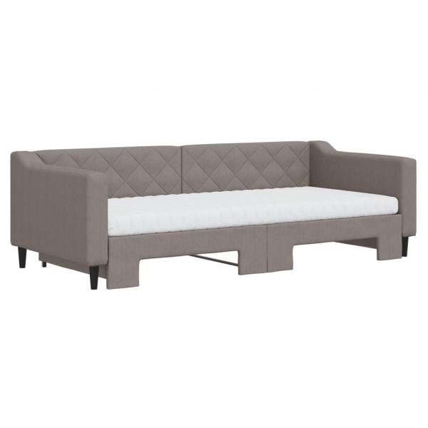 Tagesbett Ausziehbar mit Matratzen Taupe 90x200 cm Stoff