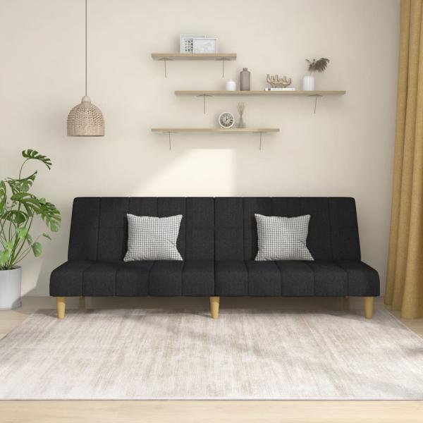 ARDEBO.de - Schlafsofa 2-Sitzer Schwarz Stoff