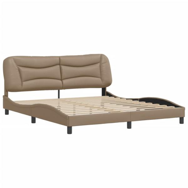 Bettgestell mit Kopfteil Cappuccino-Braun 180x200 cm Kunstleder