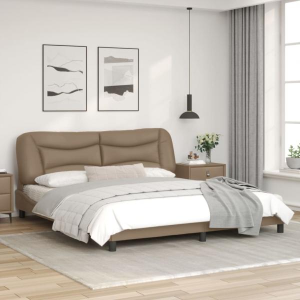 Bettgestell mit Kopfteil Cappuccino-Braun 180x200 cm Kunstleder