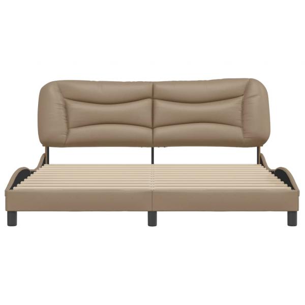 Bettgestell mit Kopfteil Cappuccino-Braun 180x200 cm Kunstleder